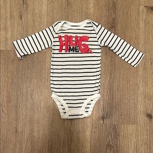 Striped Black and White 'Hug Me' Kids One Piece